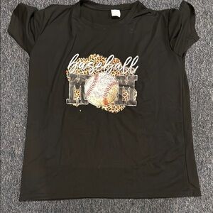 Black Baseball Mom T-Shirt